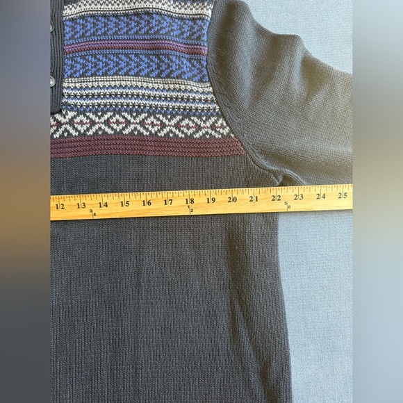 Chaps Knit Sweater Mens SZ M Mock Turtleneck 3 Button Pullover Nordic Blue - Picture 7 of 8